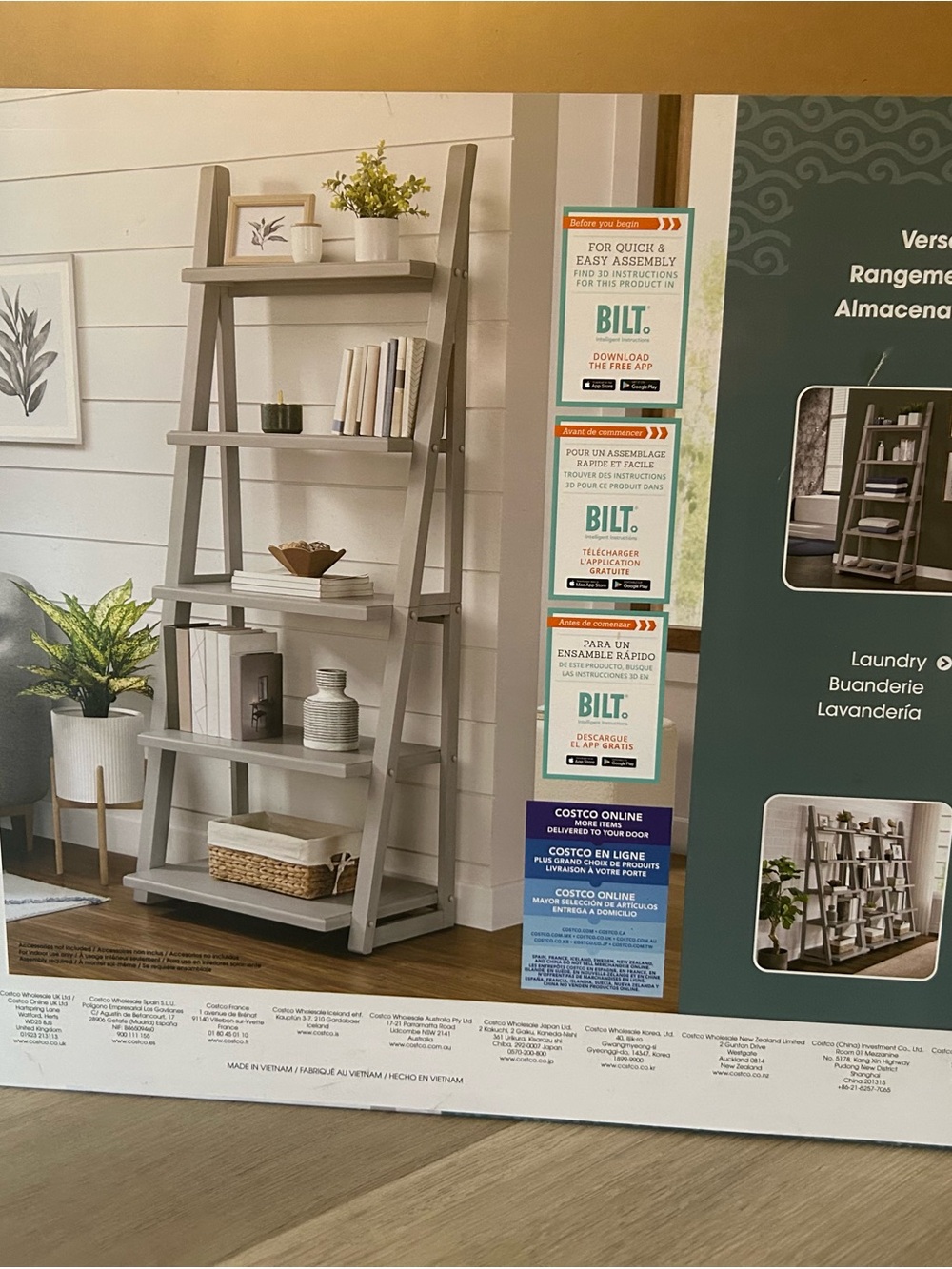 Neutral Gray Ladder Wall Display Shelf - Home Collection